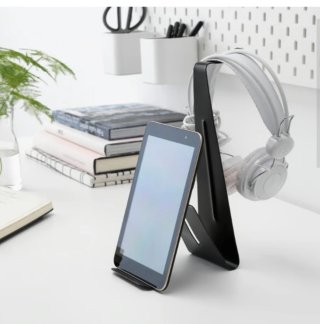 Supporto Nero per Tablet e Cuffie