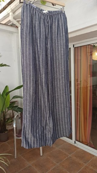 Pantalón H&M Lino Rayas Talla S