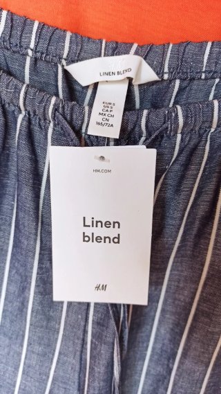 Pantalón H&M Lino Rayas Talla S