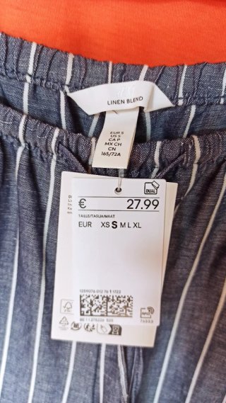 Pantalón H&M Lino Rayas Talla S