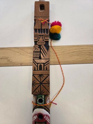 Flauto Andino Peruviano Legno Decorato