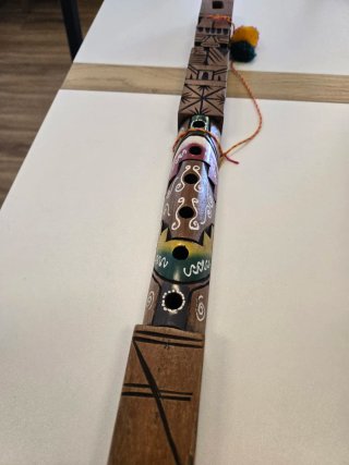 Flauto Andino Peruviano Legno Decorato