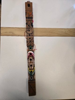 Flauto Andino Peruviano Legno Decorato