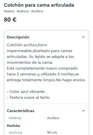 Colchón para cama articulada