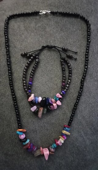 Conjunto Collar y Pulsera Piedras Naturales
