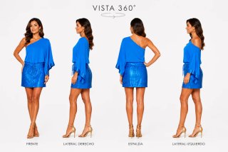 Vestido fiesta/ceremonia azul lentejuelas