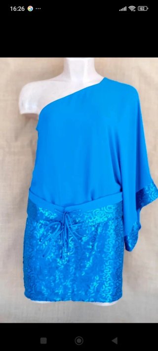 Vestido fiesta/ceremonia azul lentejuelas