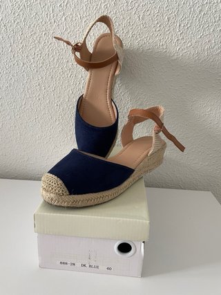 Zapatillas esparto cuña baja azul marino talla 40