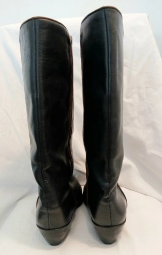 Stivali donna pelle nero righe marrone