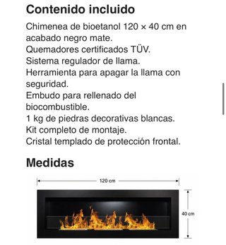 Chimenea Bioetanol Negra con Cristal