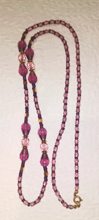 Collar vintage años 70 - resina rosa y púrpura