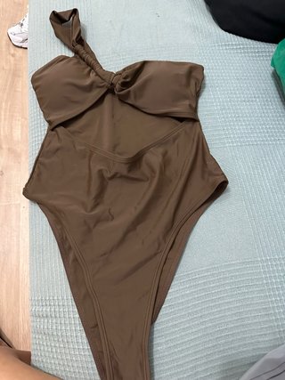 Bañador marrón mujer corte alto