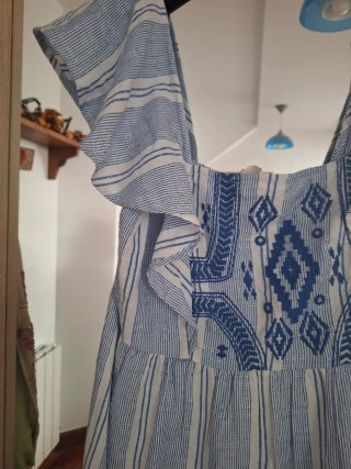 Vestido Springfield Talla 40 Rayas Azules