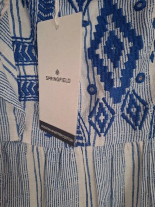 Vestido Springfield Talla 40 Rayas Azules