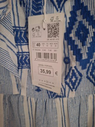 Vestido Springfield Talla 40 Rayas Azules