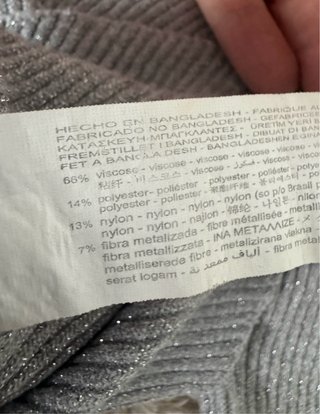 Stradivarius Jersey Punto Canalé Brillo Plata XS