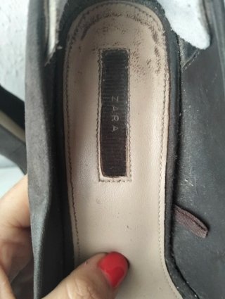 Zapatos Zara Tacón Peep Toe Lazo Gris
