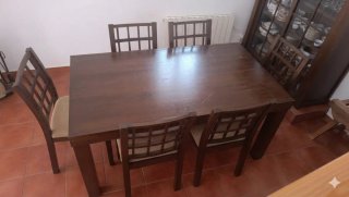 Mesa y 6 sillas de comedor madera