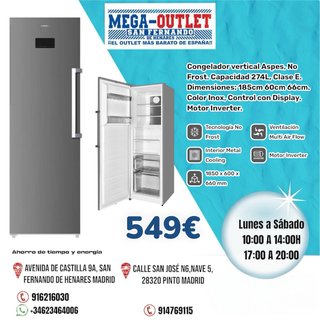 Congelador Vertical Aspes No Frost 274L