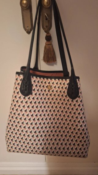 Bolso Lonbali Patrón Geométrico Rosa Marrón Beige