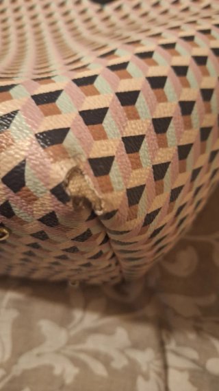 Bolso Lonbali Patrón Geométrico Rosa Marrón Beige