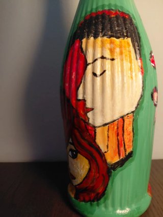 Bottiglia decorata stile Frida Kahlo