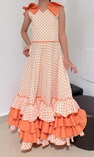 Vestido Flamenca Lunares Naranja Talla Única