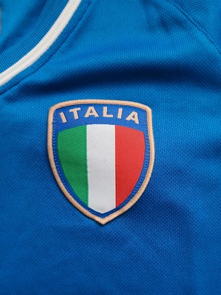 T-shirt Italia Azzurra con Dettagli Tricolore - Taglia XS
