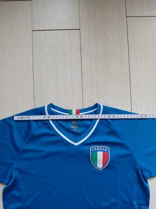 T-shirt Italia Azzurra con Dettagli Tricolore - Taglia XS