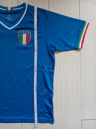 T-shirt Italia Azzurra con Dettagli Tricolore - Taglia XS