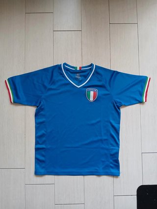 T-shirt Italia Azzurra con Dettagli Tricolore - Taglia XS