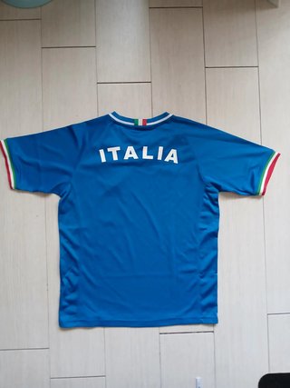 T-shirt Italia Azzurra con Dettagli Tricolore - Taglia XS