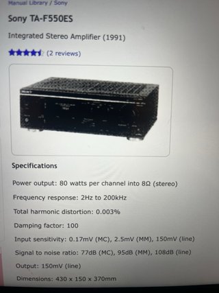 Sony TA-F550ES Amplificador Integrado Estéreo