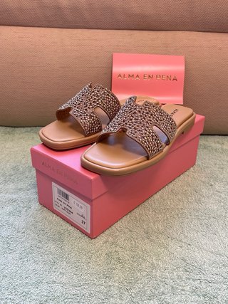 Ciabatte Alma en Pena Beige/Oro Tg 37