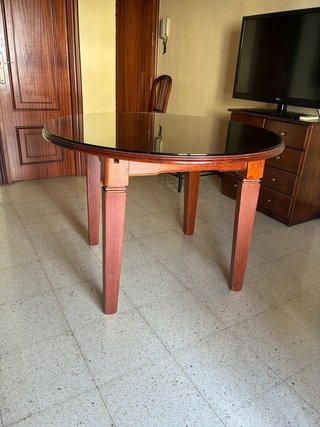 Mesa comedor redonda cristal + 4 sillas