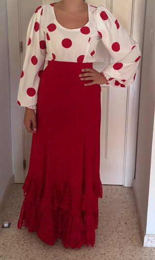 Conjunto Flamenco Falda y Blusa Lunares