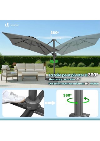 Parasol Excéntrico Cuadrado 3x3M Beige Oscuro