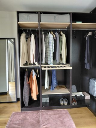 Vestidor Esquinero Negro Madera y Cristal
