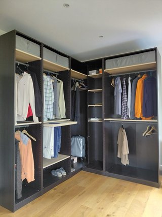 Vestidor Esquinero Negro Madera y Cristal
