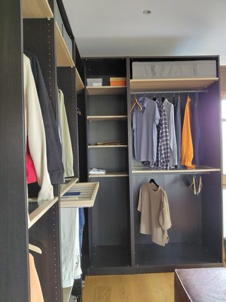Vestidor Esquinero Negro Madera y Cristal