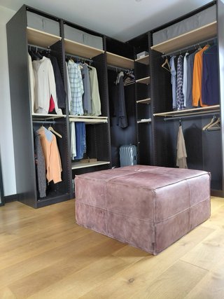 Vestidor Esquinero Negro Madera y Cristal