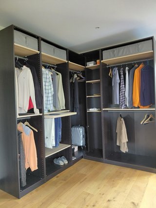 Vestidor Esquinero Negro Madera y Cristal