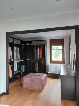 Vestidor Esquinero Negro Madera y Cristal