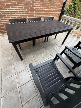 Mesa y 6 Sillas de Jardín Madera y dos sillones