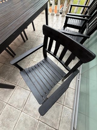 Mesa y 6 Sillas de Jardín Madera y dos sillones