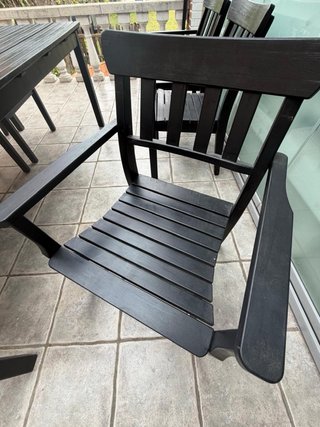 Mesa y 6 Sillas de Jardín Madera y dos sillones