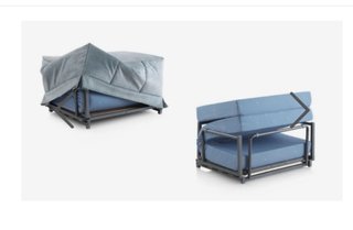 Puff Cama Plegable 80x180 x 40 funda Azul Marino