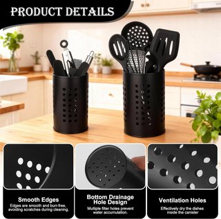 2 Pezzi Supporto Utensili Cucina Nero