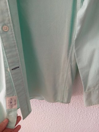 Camisa slim hombre verde talla M del corte ingles