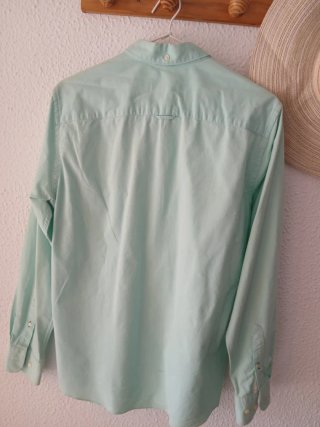 Camisa slim hombre verde talla M del corte ingles